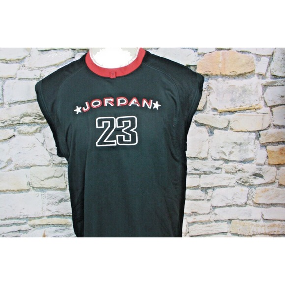 NIKE MICHAEL JORDAN 23 Basketball Jersey Embroidered Letters Black Sleeveless L - Picture 12 of 12